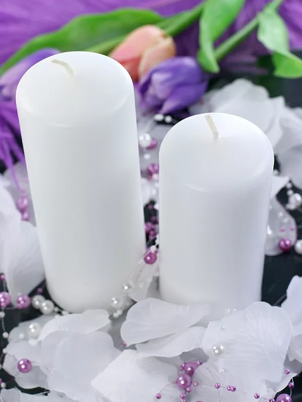 6 candele a colonna in bianco 15 cm