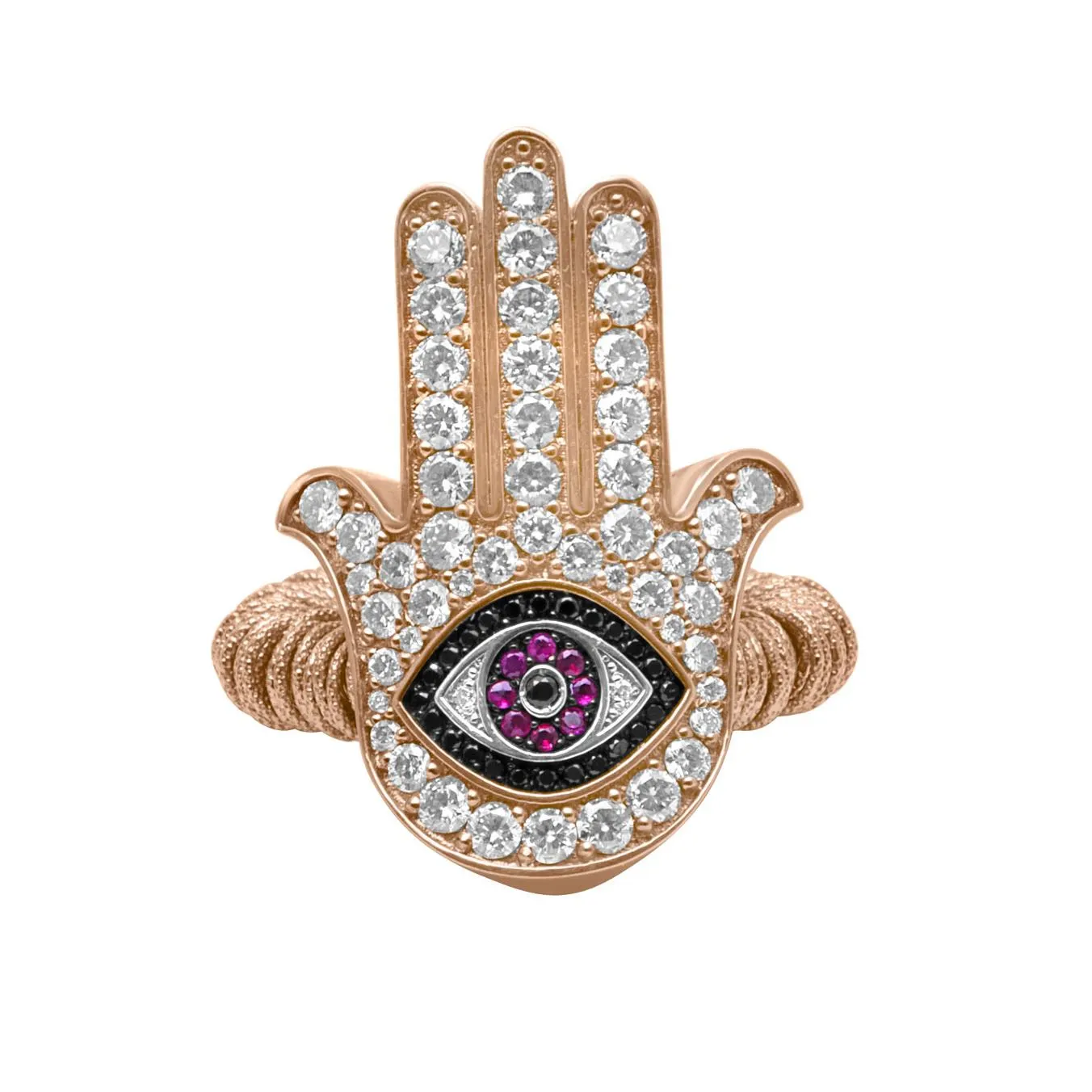Anello in oro rosso con diamanti brown