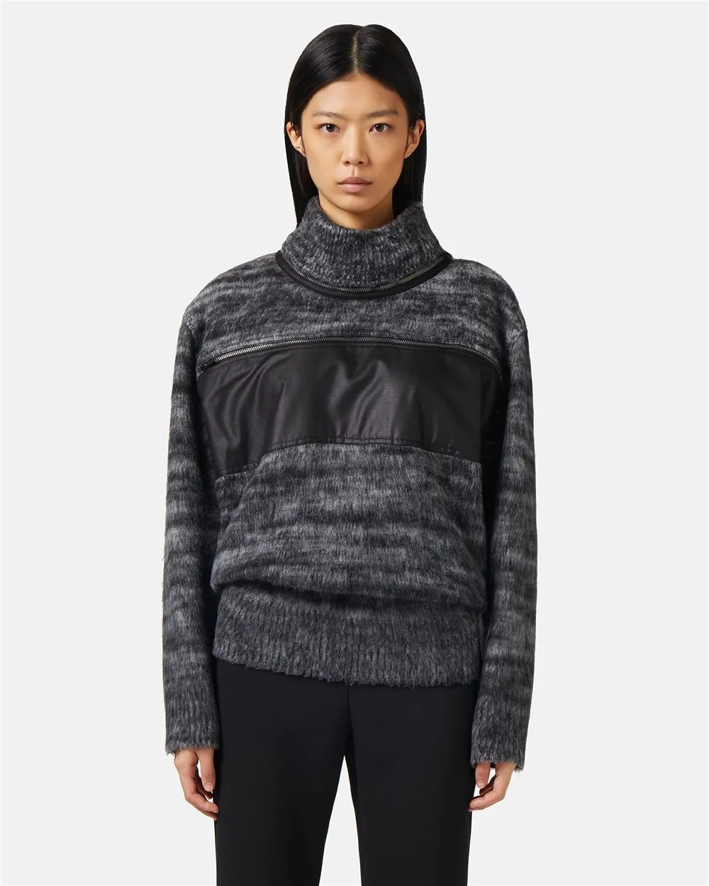 Maglione girocollo in misto lana rasata