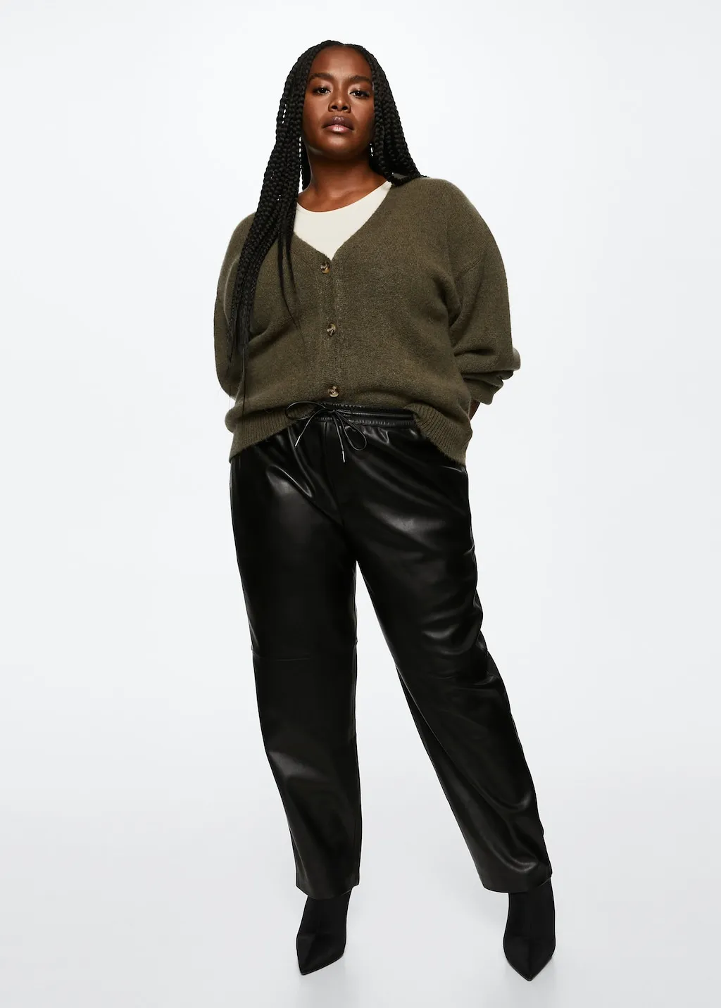 Pantaloni vita elasticizzata similpelle