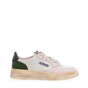 Sneakers Medalist Low Super Vintage In Pelle Bianco – Rosa – Verde