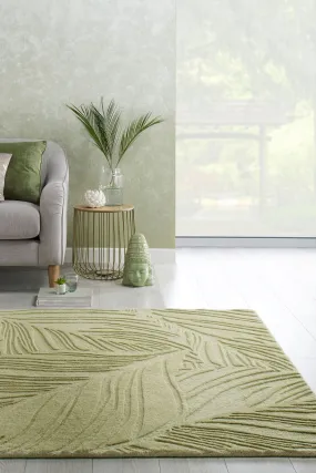 Tappeto In Lana Con Design A Foglia Lino